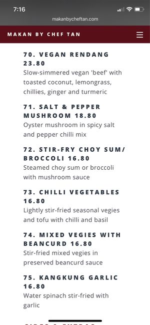 Vegan menu part 2 at Makan by Chef Tan in Neutral Bay