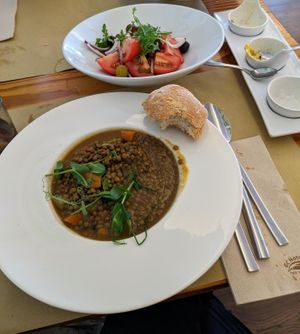 Lentil Stew und Canarian Salad 🥗 at Puerta Verde in Lanzarote