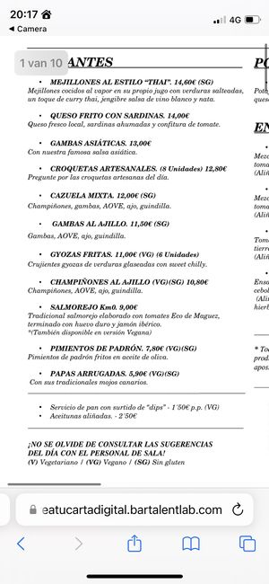 Starters  at Puerta Verde in Lanzarote