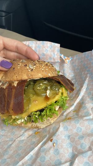 Smoked Jalapeño burger with a beyond patty  at The Fussy Vegan - Blairgowrie in Johannesburg