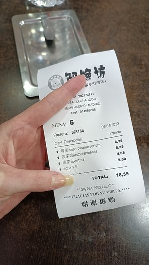 Cheap af. We tipped 5 bucks as well at Xiongzai in Madrid