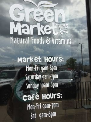 Market hours  at Green Market Natural Foods in Sherman