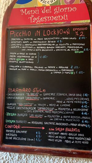Menu at Da Picchio in Bolzano