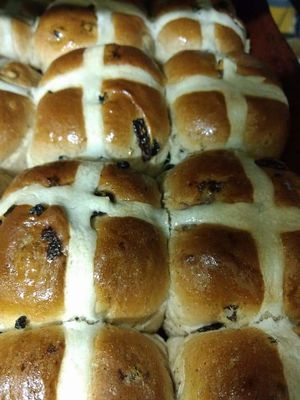 Vegan friendly Traditional Hot Cross Buns at Honey's Bakehouse in Roleystone