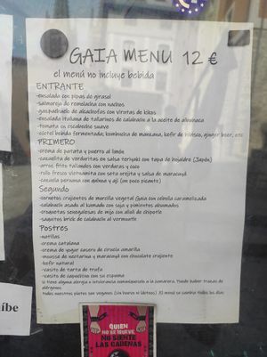 Menu at Gaia in Burgos