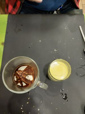 Dessert orange and chocolate and yoghurt with lemon at Gaia in Burgos