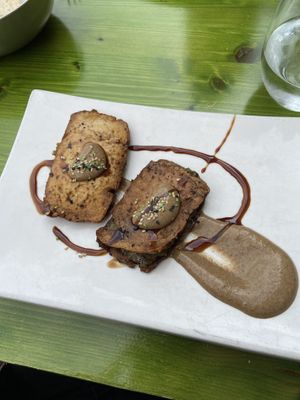 This dish with tofu and a miso sauce was out of this world! at Gaia in Burgos