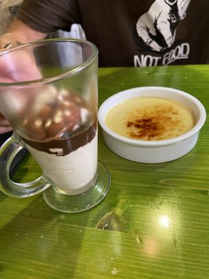 2 different desserts  at Gaia in Burgos