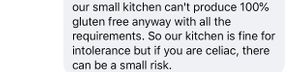 Mezzanotte suggesting those with gluten issues can eat Spelt which contains gluten - Incorrect advice, both wreckless & dangerous.  at MezzaNotte in Fuengirola