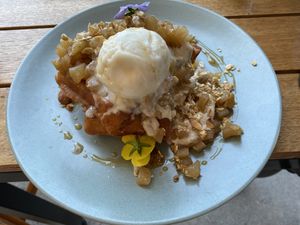 Vegan waffles   at One for the Crow in Maidstone