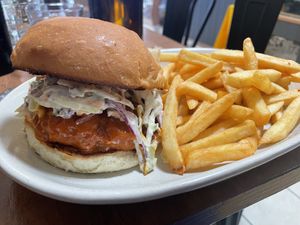 Buffalo chick’n burger, so good  at One for the Crow in Maidstone