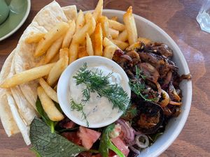 “Lamb” souvlaki bowl  at One for the Crow in Maidstone