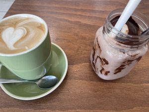 Soy flat white and soy iced coffee  at One for the Crow in Maidstone