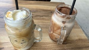 Soy iced coffee and oat iced chocolate   at One for the Crow in Maidstone