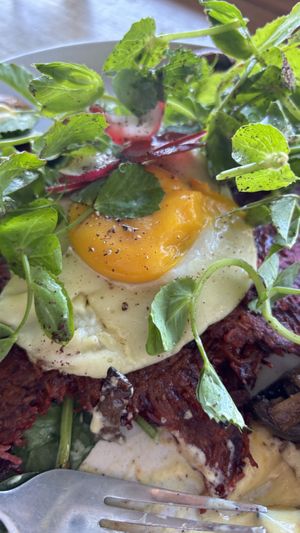 Potato rosti with vegan egg  at One for the Crow in Maidstone