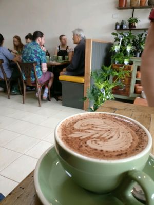 delicious hot chocolate with almond milk.  at One for the Crow in Maidstone