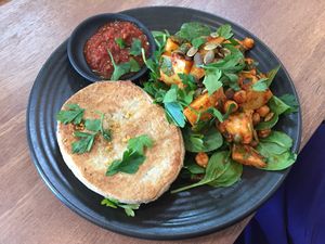 Chili con carne pie with salad of the day at One for the Crow in Maidstone