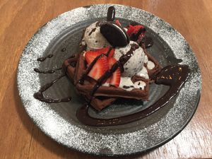 Chocolate cookies and cream waffle (special) at One for the Crow in Maidstone
