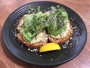 Hommus and avocado toast  at One for the Crow in Maidstone