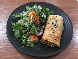 Spinach and ricotta roll with salad  at One for the Crow in Maidstone