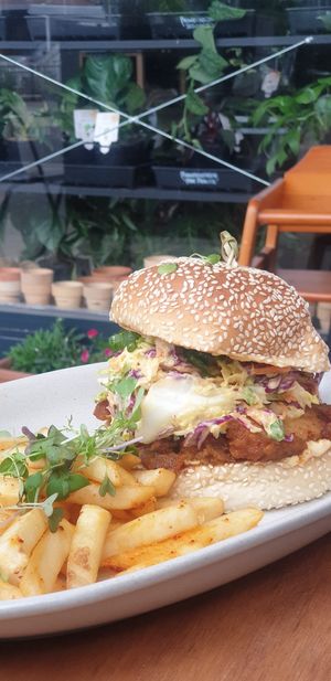 Korean chicken burger at One for the Crow in Maidstone