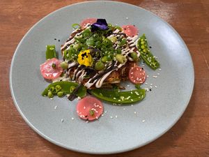 Vegan okonamiyaki at One for the Crow in Maidstone