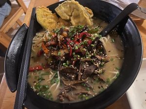 Miso ramen at Zumo Food & Drink in Banos