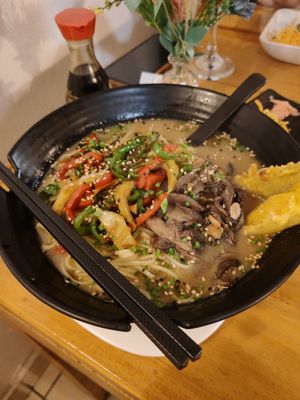 Mushroom ramen at Zumo Food & Drink in Banos