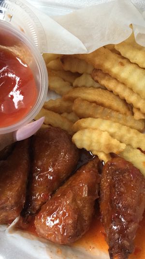 Hot honey vings & fries  at The Wing Bar in Atlanta