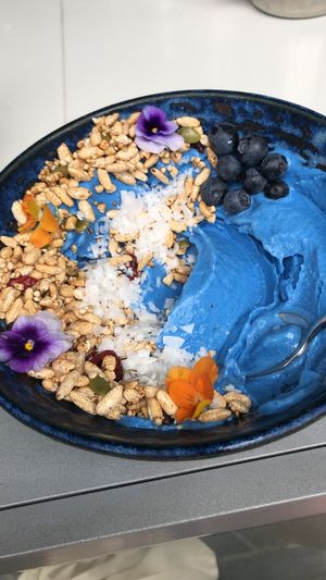 blue majik smoothie bowl  at Concrete Jungle Cafe in Chippendale