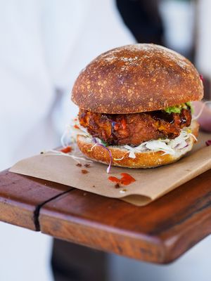 The famous Vegan burger at Byron Bay General Store in Byron Bay