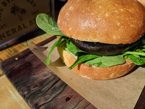 Magic Mushroom burger at Byron Bay General Store in Byron Bay
