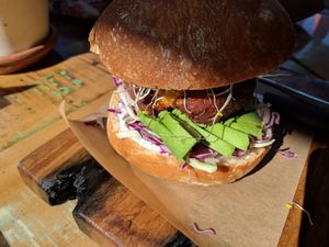 Vegan burger at Byron Bay General Store in Byron Bay