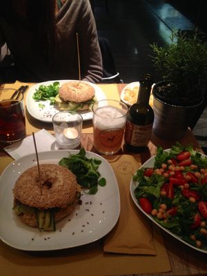 Hummus bagels at Elk Bakery in Verona
