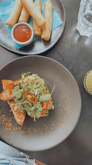 Jalapeño cheese fries and green scrambled tofu  at Dicki's in New Farm
