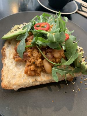 Beans with Turkish toast at Dicki's in New Farm