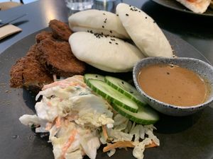 Crumbed eggplant baos. So good! at Dicki's in New Farm