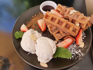 Cinnamon Waffles at Dicki's in New Farm