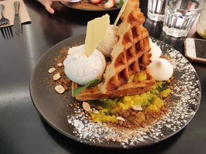 Lemon Poppyseed Waffles at Dicki's in New Farm