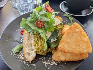 Green scrambled tofu at Dicki's in New Farm