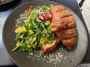 Tofu scramble on croissant 🥐 at Dicki's in New Farm