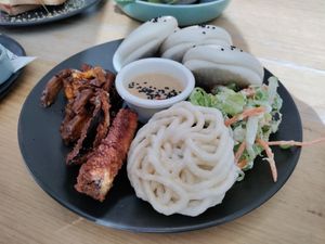 Mock duck bao buns: lots of nice flavors on this plate at Dicki's in New Farm