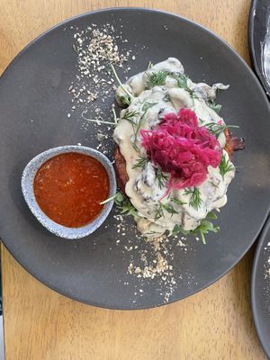 Mushroom rosti special  at Dicki's in New Farm