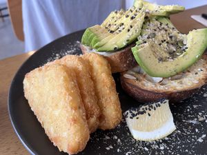 Avo on toast. Delicious   at Dicki's in New Farm