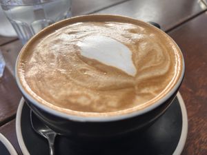 Soy flat white (using Bonsoy soy milk) - ridiculously smooth!!!  at Dicki's in New Farm