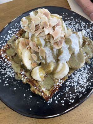 Matcha waffle   at Dicki's in New Farm