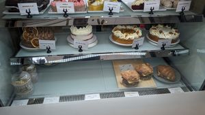 The cakes cabinet! at Dicki's in New Farm