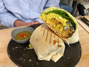 Brekkie wrap  at Dicki's in New Farm