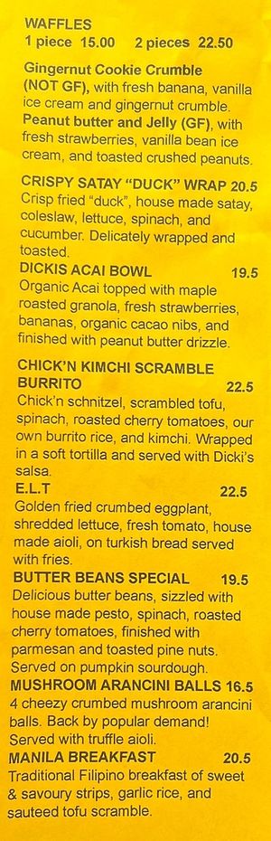 Specials menu - 5 Jan 2025  at Dicki's in New Farm