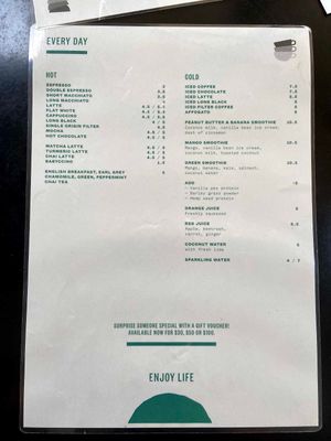 Menu at Dicki's in New Farm